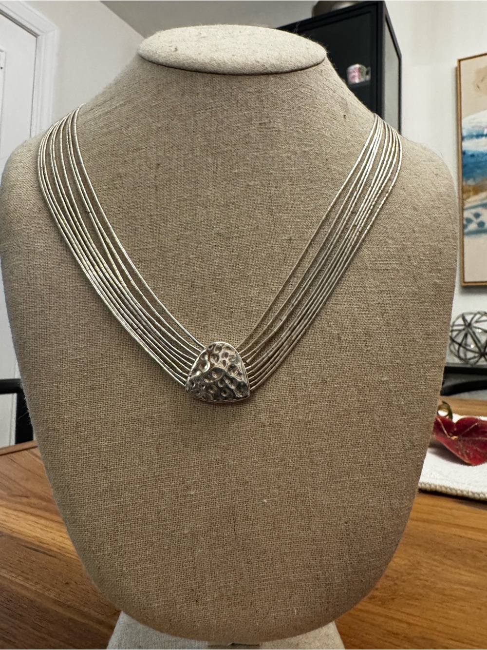 Silpada Retired "Liquid Silver" 9-Strand Hammered Pendant Sterling Necklace